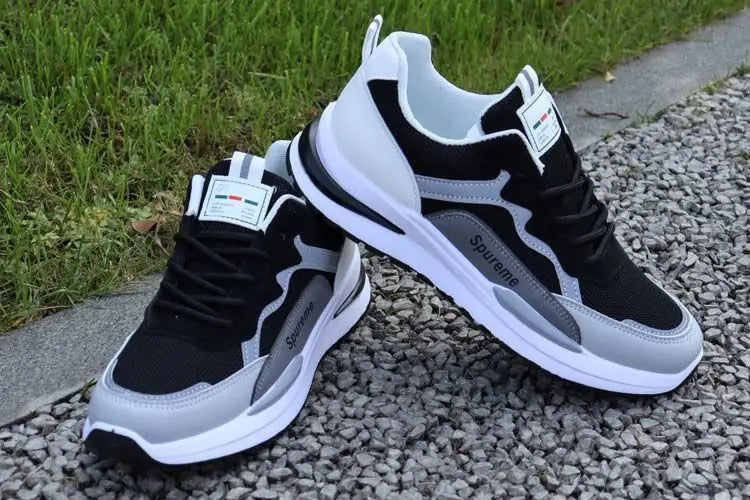 Zapatillas deportivas informales de retazos para hombre, zapatos de malla transpirables para hombre, zapatillas de tenis para correr al aire libre, zapatillas masculinas cálidas con cordones y antideslizantes.