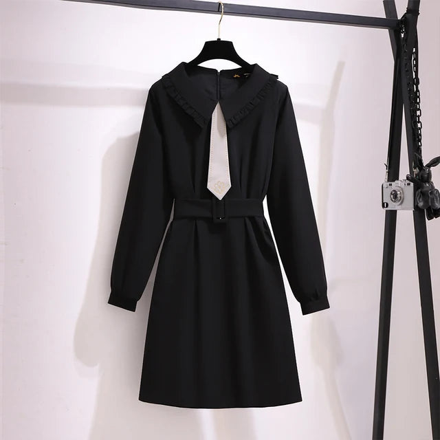 Cinto de vestido estilo universitário feminino, lazer, tamanho grande, cor sólida, design da cintura, decoração de gravata, depuração especial, primavera e outono