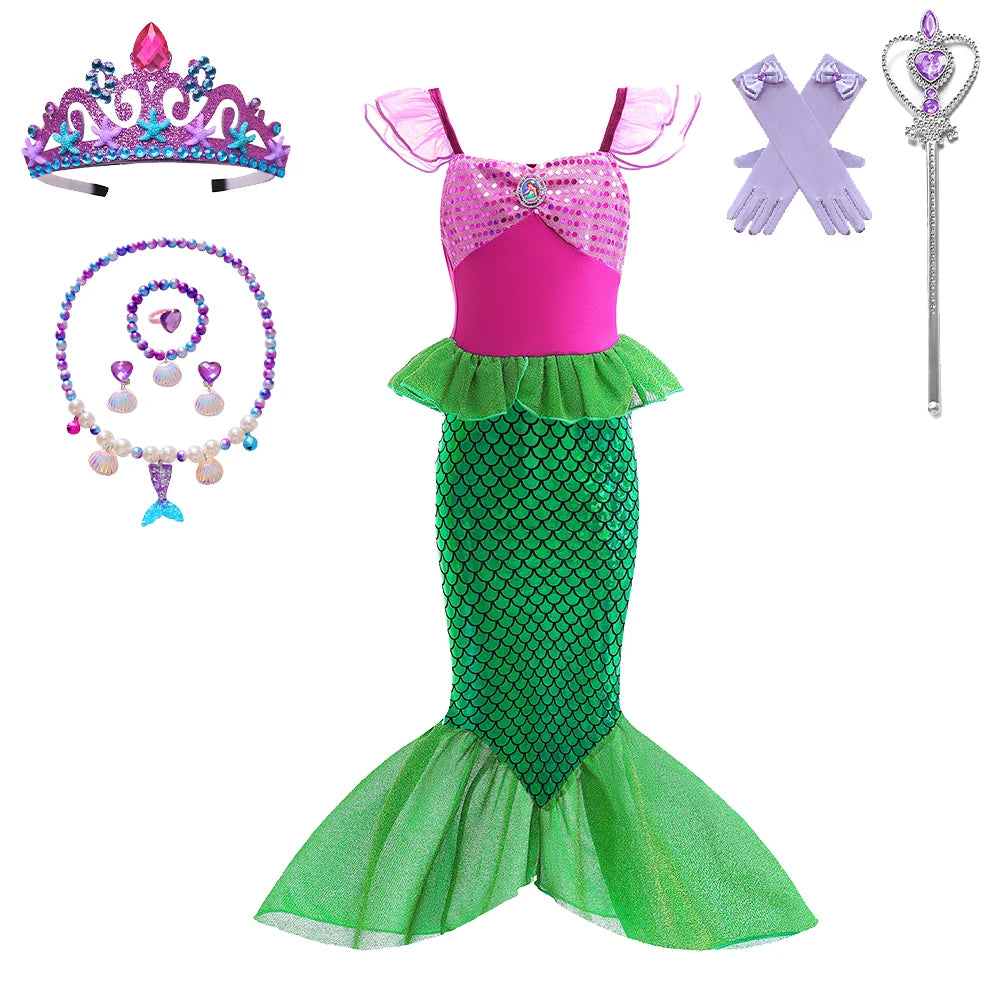 Children's Mermaid Cosplay Costume Girls' Role Play Costume Carnival Halloween Birthday Party Costume Summer Princess Dress
