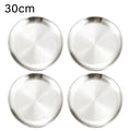 4Pcs Stainless Steel Round Plate Bone Spitting Dish Shallow Tray Metal Camping Plate Dining Disc BBQ Picnic Dishes Cookware