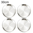 4Pcs Stainless Steel Round Plate Bone Spitting Dish Shallow Tray Metal Camping Plate Dining Disc BBQ Picnic Dishes Cookware