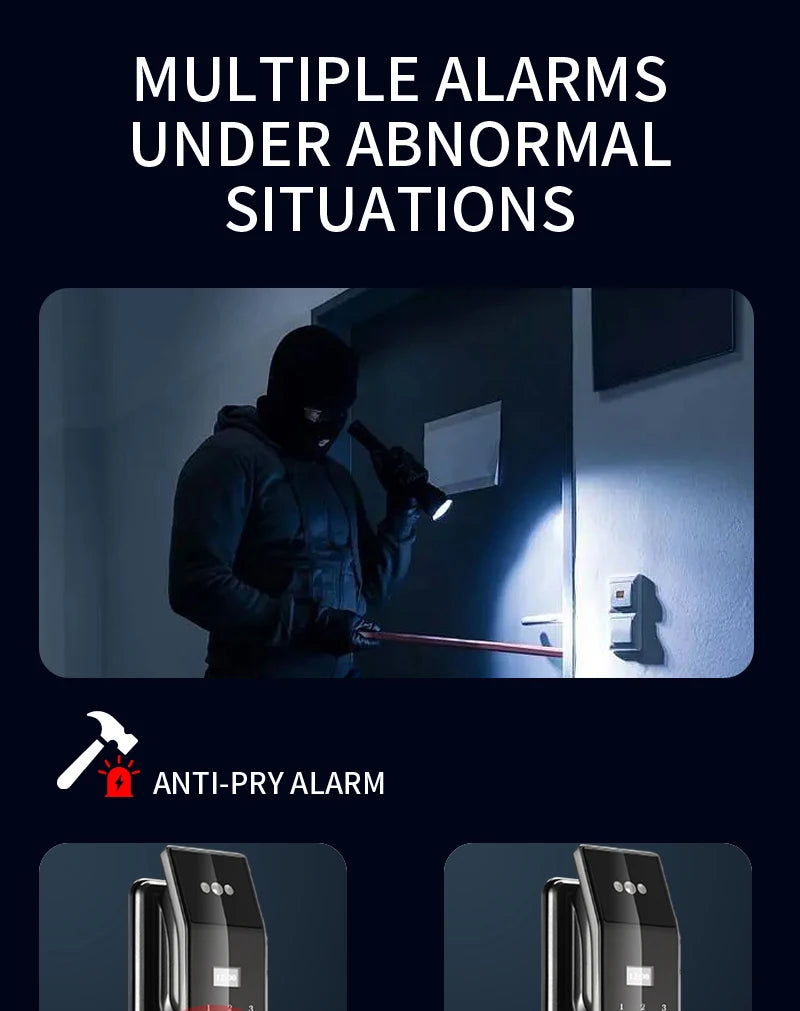 3D Face Smart Door Lock Biometric Recognition Fingerprint Password IC Card APP Wifi Lock Unlock for Home House Apartment