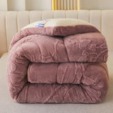 Thick Warm Imitation Lambswool Winter Blanket for Bed, Soft Jacquard Coral Fleece Quilt, Double-Sided Plush Weighted Blanket 5kg