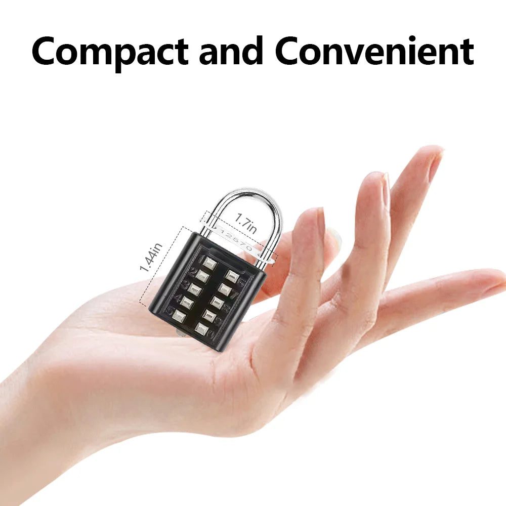 8-Digit Combination Outdoor Button Waterproof Fixed Random Code Padlock Zinc Alloy Luggage Travel Smart Lock With Key Anti-Theft