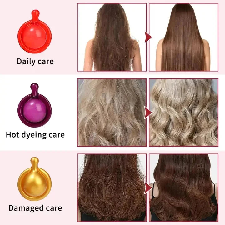 Cápsula de vitaminas para el cabello Aceite de queratina Restauración rápida Cuidado del cabello suave y brillante Nutrir Reparar el cabello dañado Tratamiento para la división Producto