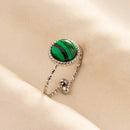 1pc Green Turquoise Ring Hippie Stainless Steel Silver Color Charm Opening Adjustable Ring Women Chunky Bohemian Party Jewelry