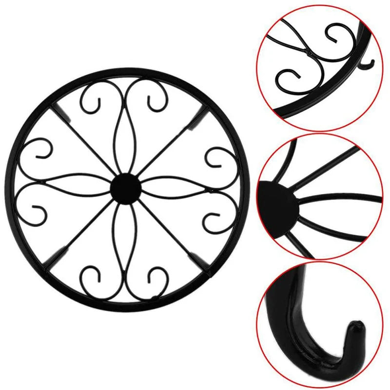Wrought Iron Potted Stander Flower Pot Rack Stand Basion Display Shelf Garden Plant flower Holder Balcon Round Decor Ra