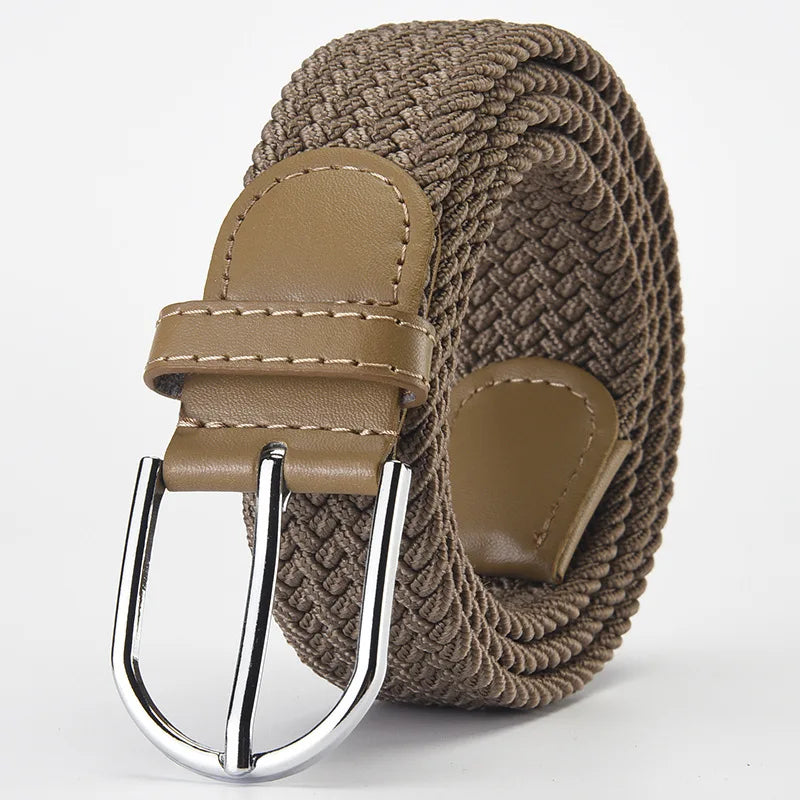 Elastic Nylon Unisex Casual Knitted Pin Buckle Jeans Belt Woven Canvas Elastic Expandable Stretch Waistband for Women Men Girdle