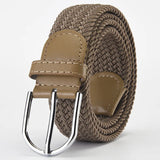 Elastic Nylon Unisex Casual Knitted Pin Buckle Jeans Belt Woven Canvas Elastic Expandable Stretch Waistband for Women Men Girdle