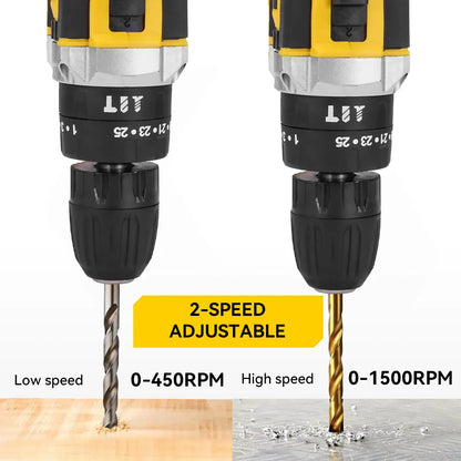 MELLWIN 25+3 Torque Electric Impact Drill 2 Gear Speed Adjustable Cordless Electric Screwdriver Power Tool For 21V-18V Battery