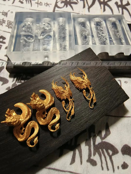 1pc  Snake Flamingo Jellyfish Dragon Dtream 3D Acrylic Mold  Nail Art DIY  Silicone  Nail Art Templates Nails Mold