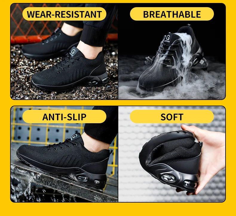 New Styles Men Safety Boots With Steel Toe Cap Anti-smash Work Sneakers Safety Shoes Men IndestructibleWork Boots Tactical Boots