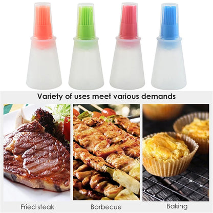 Garrafa de óleo de silicone escova dispensador de óleo garrafa com escova de churrasco resistente a altas temperaturas escova de alinhavo cozinha ferramentas para churrasco