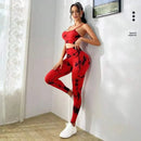 Conjunto deportivo de yoga con teñido anudado para mujer, conjunto deportivo de fitness, sujetador deportivo y leggings de cintura alta, ropa de gimnasio, trajes deportivos sin costuras