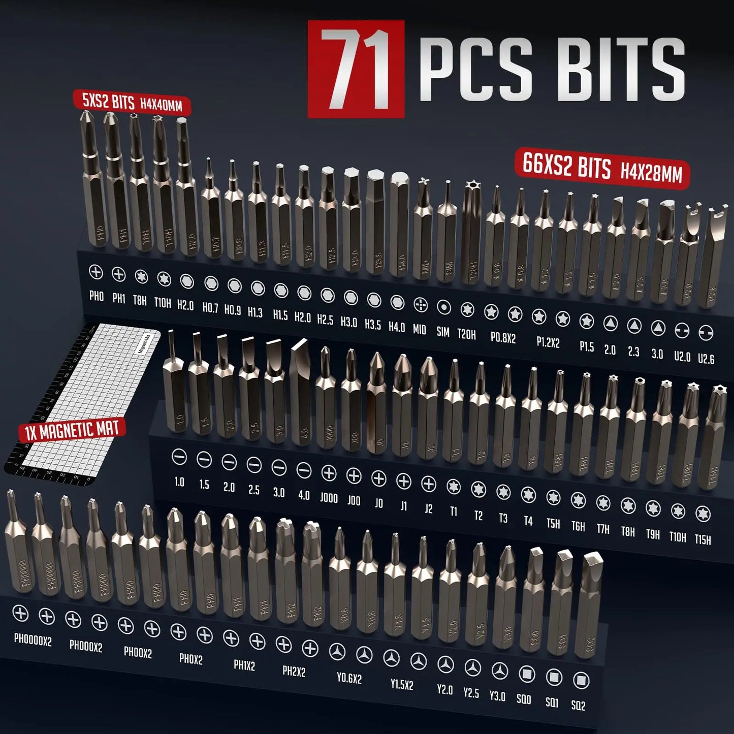 Juego de destornilladores eléctricos de precisión 75 en 1 con 71 puntas magnéticas Phillips/Torx y 3 luces LED, herramienta multifuncional de reparación eléctrica.