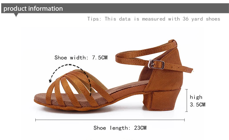 Girls Satin Latin Shoes Low Heel Ballroom Dance Shoes Adult Tango Salsa Shoes for Practice Toddler Latin Dance Shoes Performance