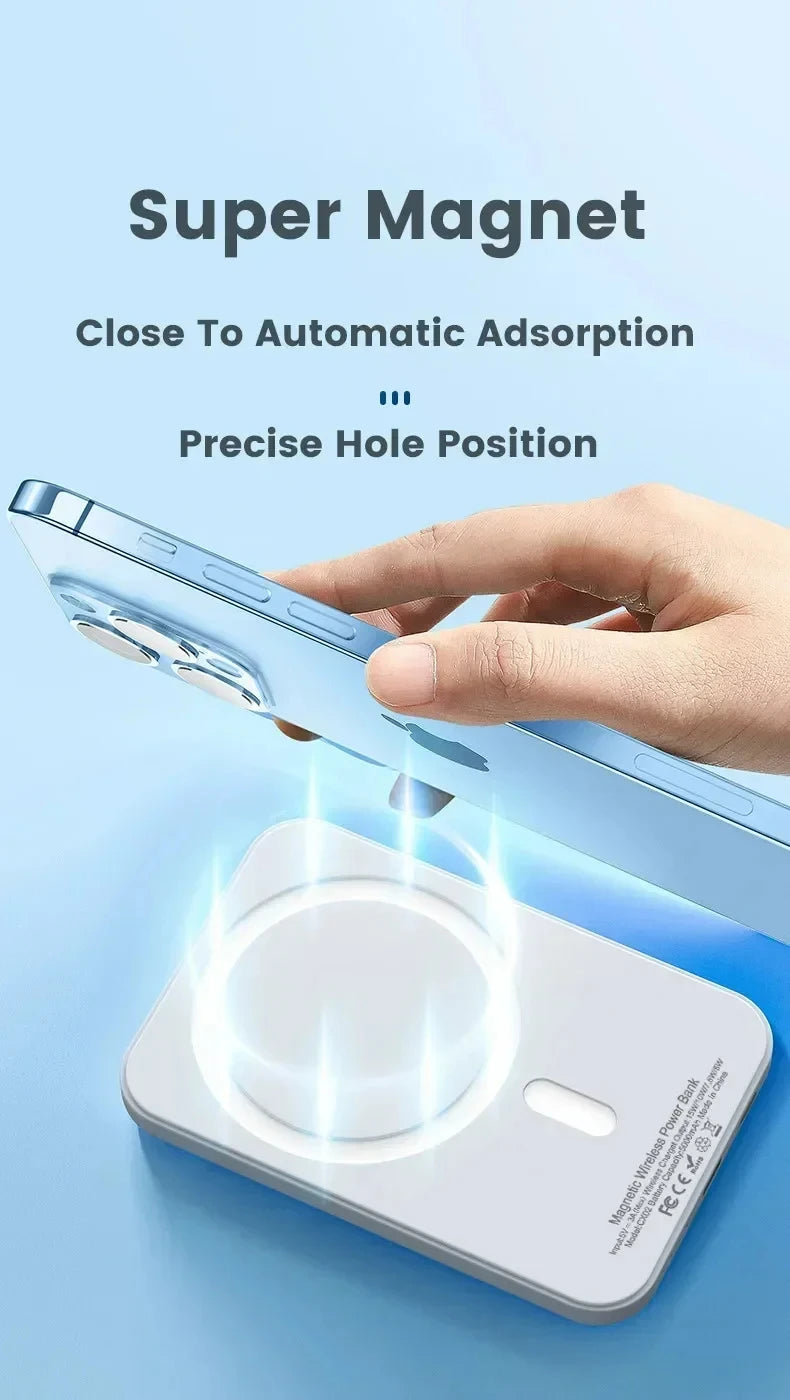 Cargador inalámbrico portátil de batería externa magnética auxiliar de repuesto para iPhone 13, 14, 15 y 16