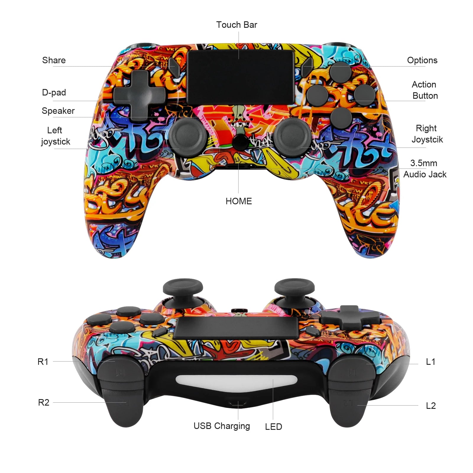 GAMINJA P47 Wireless Bluetooth Controller Gamepad With 6-axis Gyroscope PC Joystick touchpad Dual Vibration For PS4 PC Wins 7 8