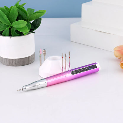 85w Brushless Motor Cordless Nail Drill 35000RPM Electric Handle Pen Drill Pedicure Rechargeable Handpiece Portable Base Charge