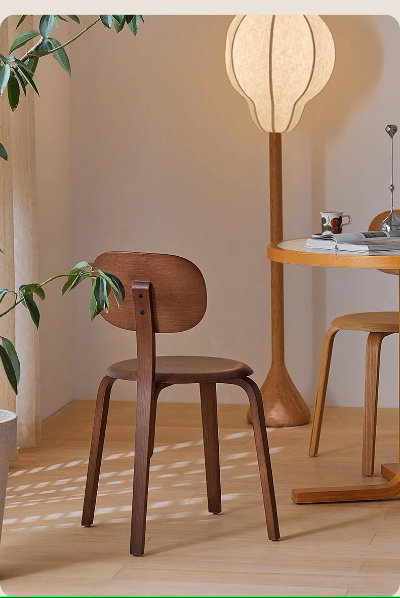 Nordic Plywood Dining Round Seat Stackable Vintage Curved Backrest Chair