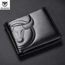 BULLCAPTAIN Fashion Big Logo Man Wallet High Quality RFID Wallet Coin Purse Compact Mini Card Holder Genuine Leather