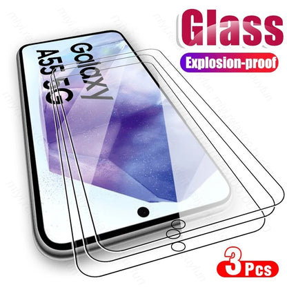 Sumsung A55 5G Case 3Pcs HD 9H Tempered Glass Screen Protector For Samsung Galaxy A55 5G Samung A 55 55A 2024 SM-A556B/DSN 6.6"