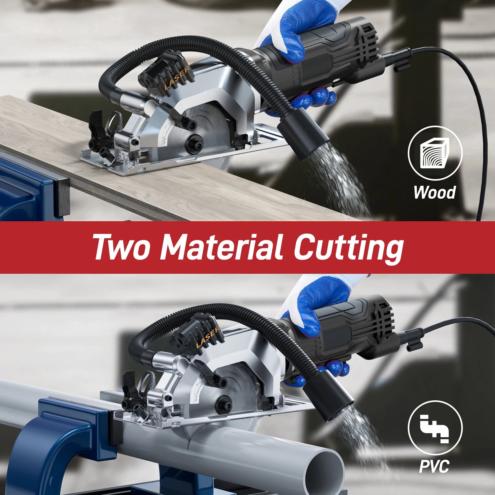 Geevorks Mini Circular Saw 4.8 Amp 4-1/2 Inch Compact Circular Saw 3700RPM Electric Circular Saws with Laser Cutting Guide