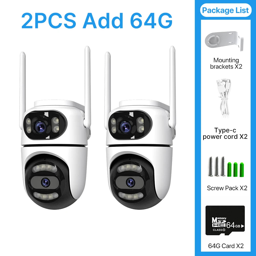 WONSDAR 2pcs Outdoor WIFI IP Camera Smart Home Security Protection PTZ Camera AI Auto Tracking Night Vision Surveillance iCsee