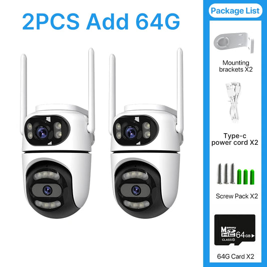 WONSDAR 2pcs Outdoor WIFI IP Camera Smart Home Security Protection PTZ Camera AI Auto Tracking Night Vision Surveillance iCsee