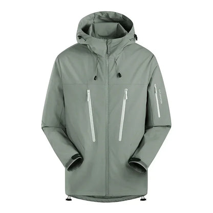 Spring Autumn Men's Windbreaker Fashion Outdoor Mountaineering Travel Windproof Waterproof Hooded Jacket Slim Fit Versatile Coat