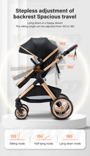 Newest Baby Stroller 3 in 1 Lightweight High Landscape Baby Carriage Aluminum Frame Travel System with Car Seat Pram for Newborn