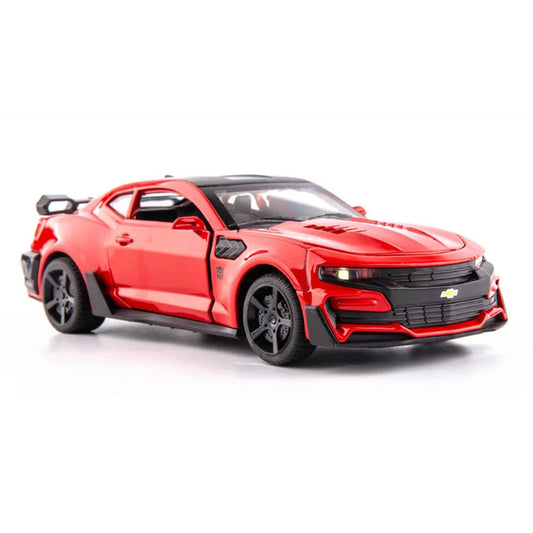 Scale 1/32 Camaro Toy Model Car Alloy Metal Diecast With 4 Doors Opened Sound Light Pull Back Vehicle for Boy Gift Collection