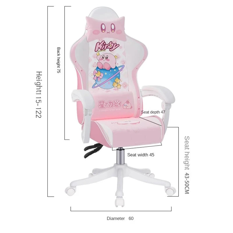 Cute Cartoon Gaming Chair Computer Office Chair Home Reclining Lift Comfortable Student Dormitory Swivel Chair Nylon Feet