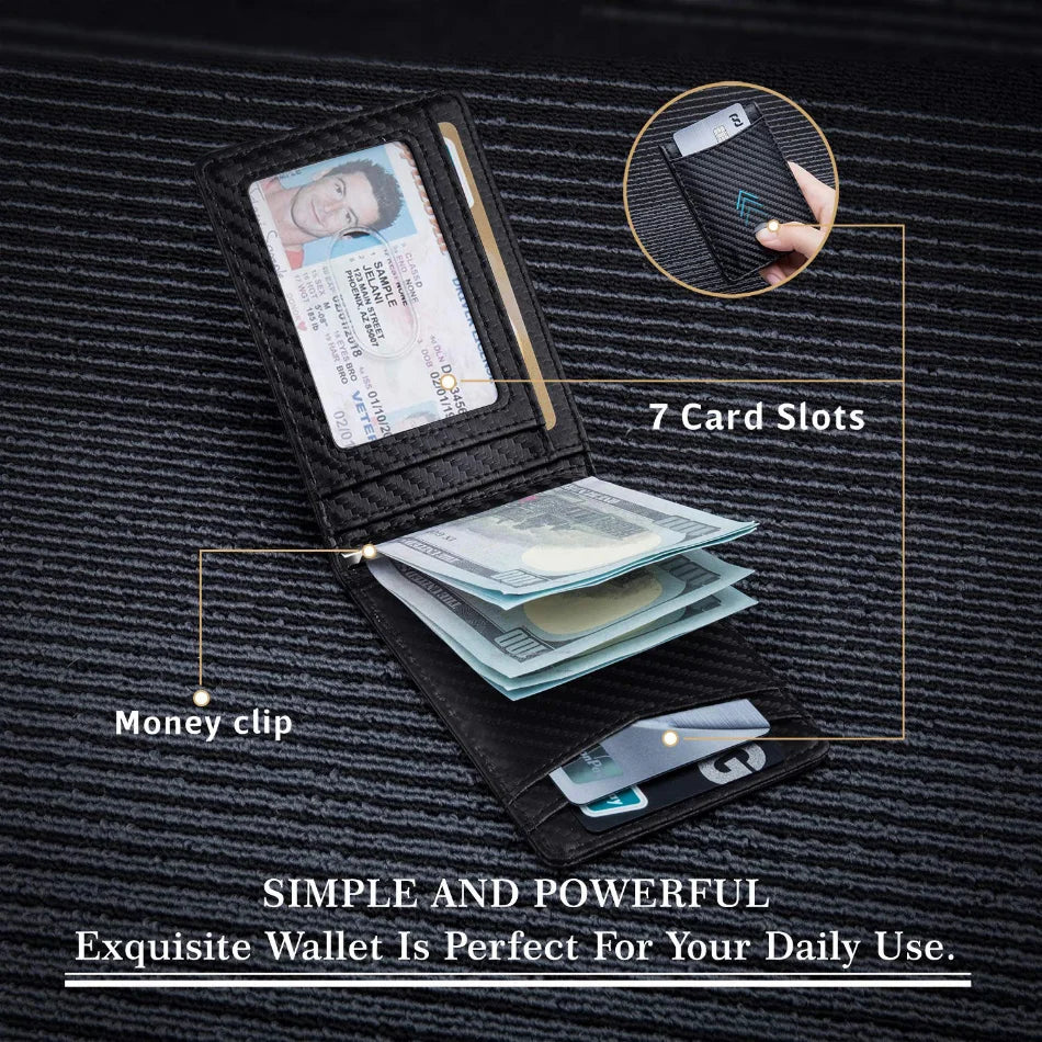 RFID Credit Card Holder Men Wallets Money Clip Luxury Slim Thin Mini Wallet Male Small Short Purse Minimalist Billfold Wallet