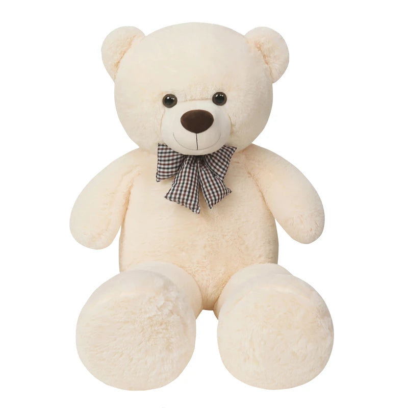 Oso de peluche gigante de 105 cm, suave, blanco, rosa y marrón, almohada súper grande para abrazar, regalo de cumpleaños para niños.