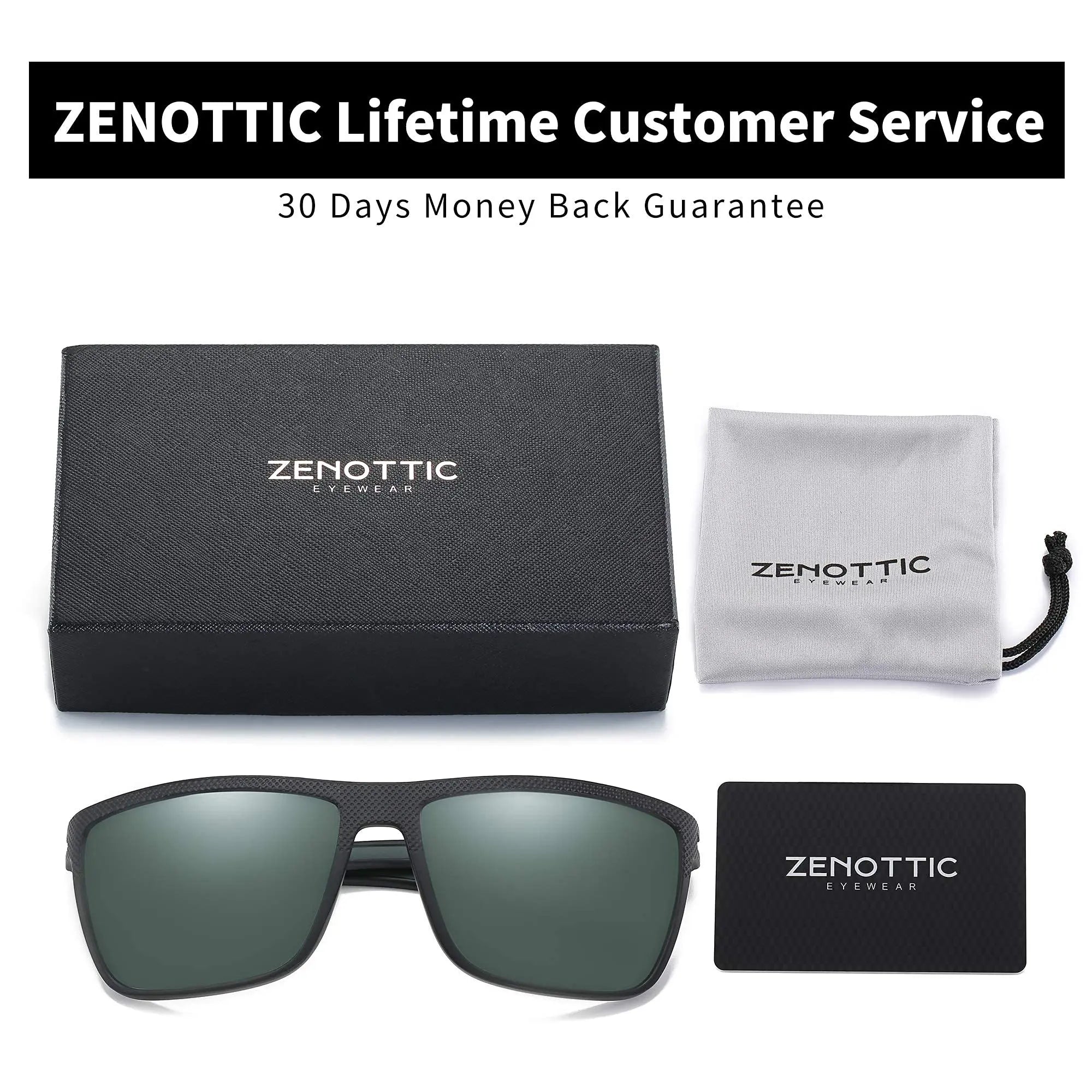 ZENOTTIC Polarized Sunglasses for Men Shades Lightweight TR90 Frame UV400 Protection Square Outdoor Travel Driving Sun Glasses