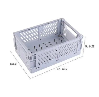 Caja de almacenamiento plegable de plástico, cesta apilable, bonita caja para maquillaje, joyas, juguetes, organizador portátil. 