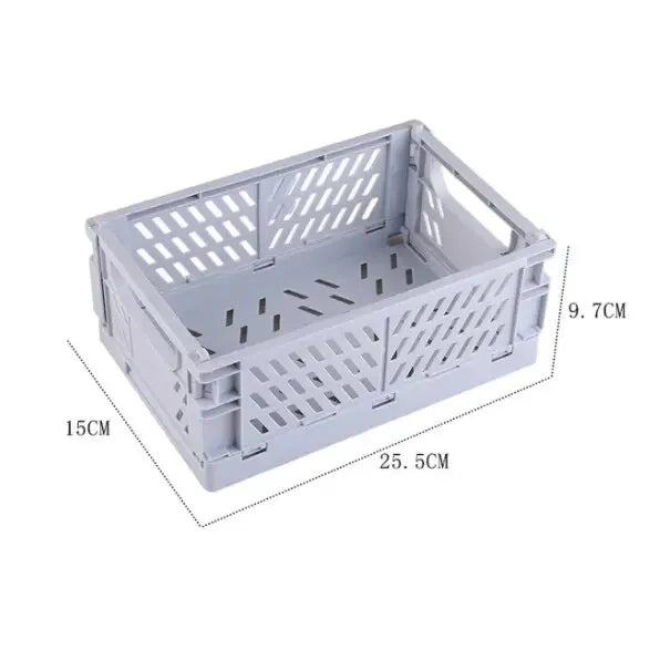 Caja de almacenamiento plegable de plástico, cesta apilable, bonita caja para maquillaje, joyas, juguetes, organizador portátil. 