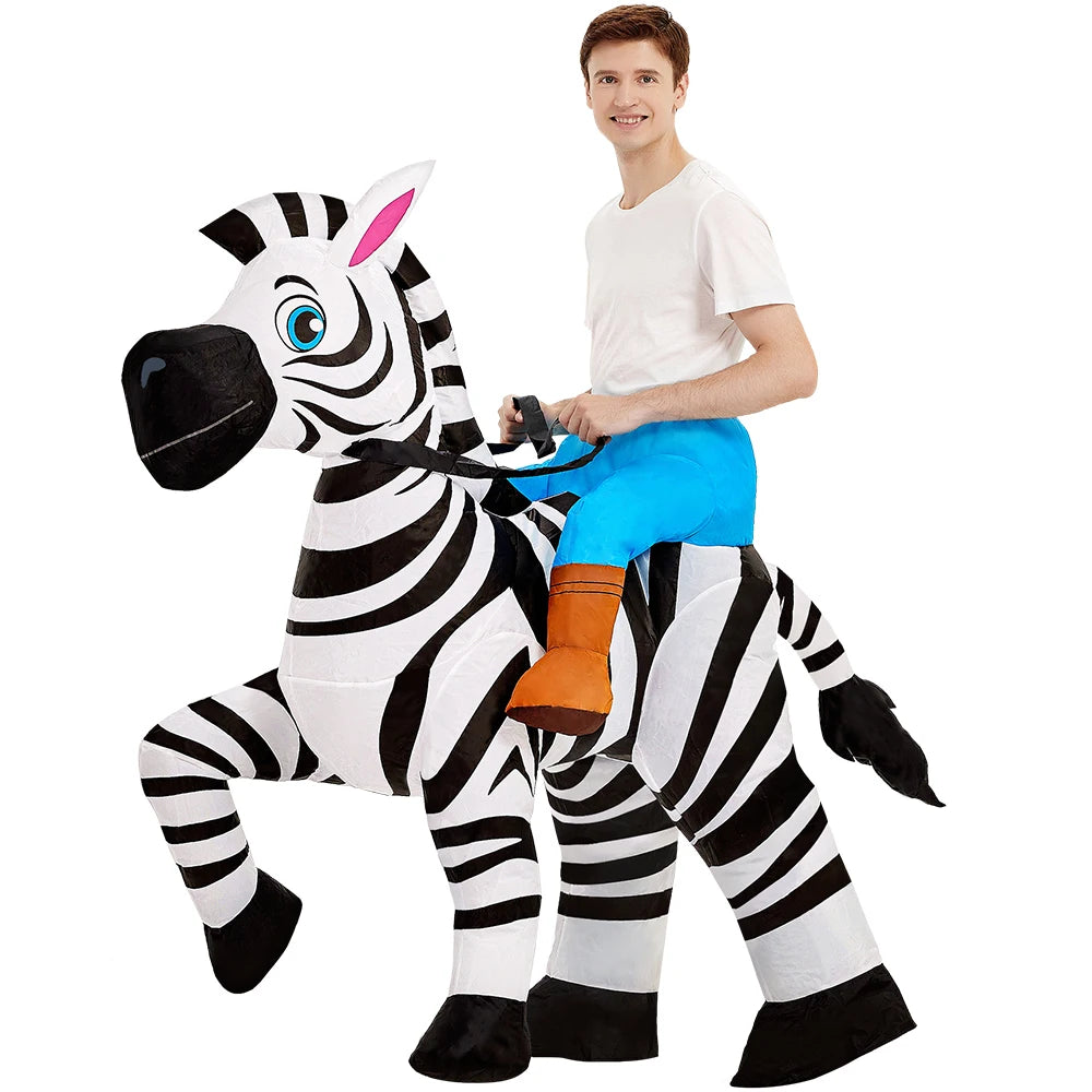 Adult Rooster Inflatable Costume Funny Unicorn Elk Animals Inflatable Suit Halloween Carnival Half Body Blow Up Suit for Cosplay