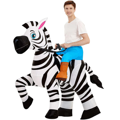 Adult Rooster Inflatable Costume Funny Unicorn Elk Animals Inflatable Suit Halloween Carnival Half Body Blow Up Suit for Cosplay