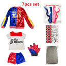 Harley Costumes Cosplay Suicide Harleen Quinzel Kids Girls Quinn Squad T Shirt Joker Jacket Halloween Costume