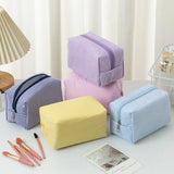 Stripe Seersucker Cosmetic Bag Fashion Women Cosmetic Bag Zipper Storage Makeup Case Traveling Pouch Organizer for Lady
