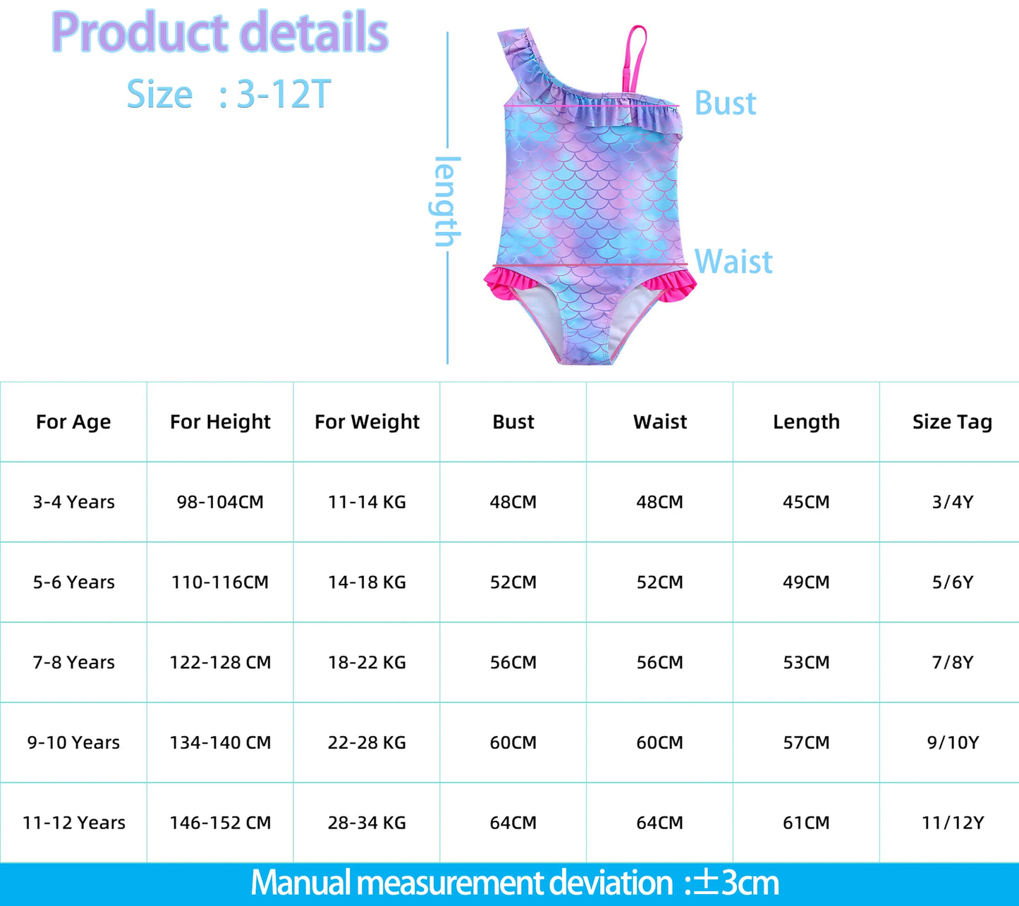 Traje de baño de una pieza con estampado de escamas de sirena para niña pequeña de Lilo Stitch, traje de baño para playa