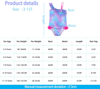 Traje de baño de una pieza con estampado de escamas de sirena para niña pequeña de Lilo Stitch, traje de baño para playa