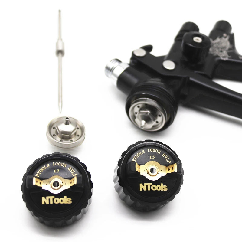 Pistola pulverizadora hvlp com adaptador e tanque misto, pistolas de pintura para reparo de carro, bico de 1.3 e 1.7mm para pintura, pistola de ar à base de água
