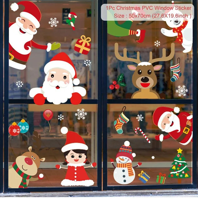 Christmas Window Stickers for Kids Room, Wall Decals, Merry Christmas Decorations for Home, New Year 