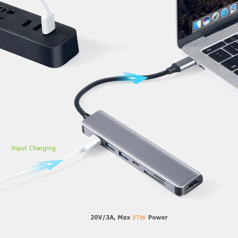 USB C Hub to 4K HDMI-Compatible SD TF Card Reader USB 3.0 2.0 Type C Charging Docking for MacBook iPad Samsung S22 Dex TV Mouse