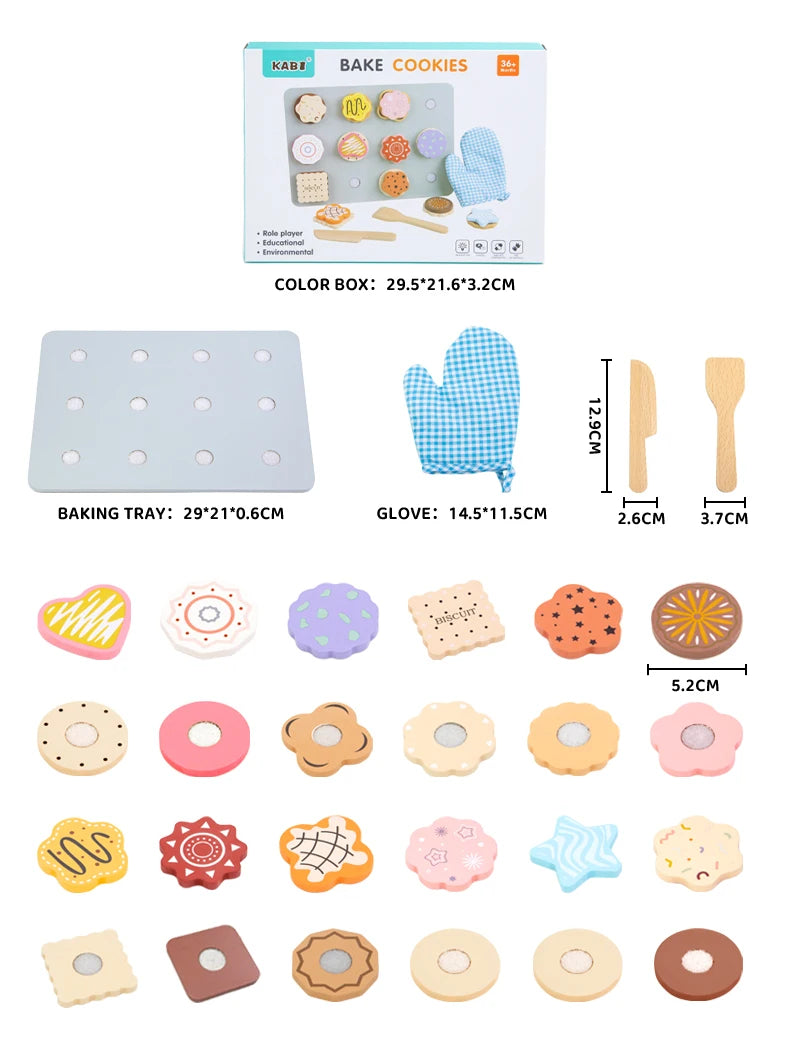 Juego de cocina de madera Montessori con platos y accesorios, ideal como regalo para niños pequeños a partir de 3 años.