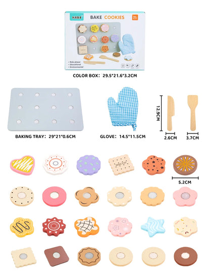 Juego de cocina de madera Montessori con platos y accesorios, ideal como regalo para niños pequeños a partir de 3 años.