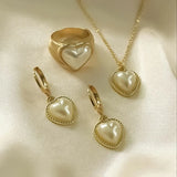 3 Pcs Round Pearl Jewelry Set Of Earring Pendant Necklace For Women Exquisite Fashion Rhinestone Double Wedding Jewelry Set Gift